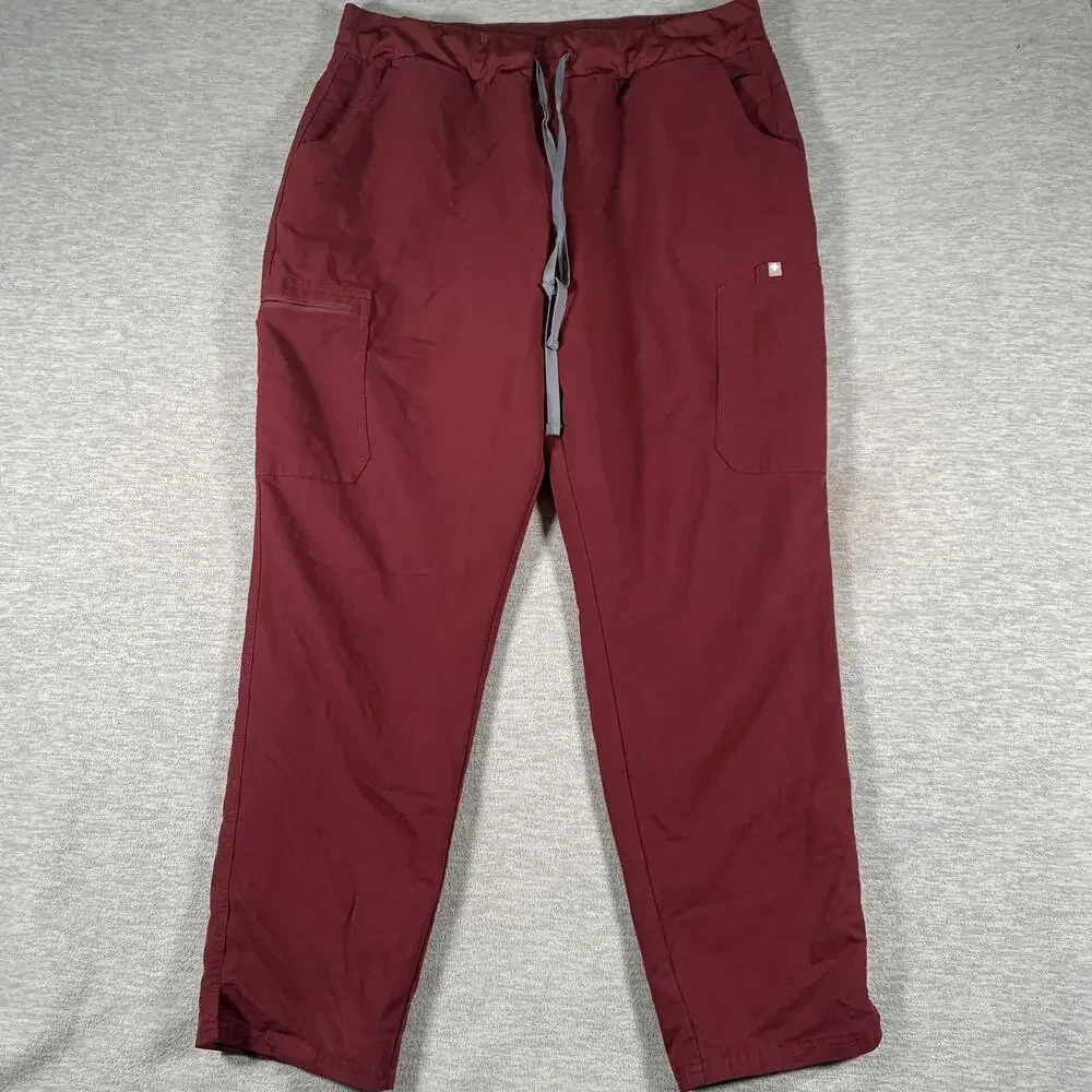 FIGS Pants Mens 41x29 Red Technical Collection Scrub Cargo Elastic Waist Pockets